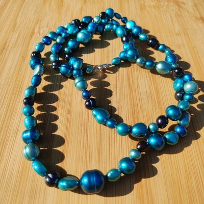 Honora Blue Ocean Collection Süßwasserperlen 60'' Halskette 925 Sterling Silber