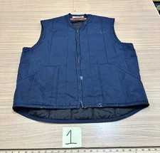 Men's XL Red Kap Navy Full Zip Quilt Lined Work Twill Canvas Vest VT22NV3