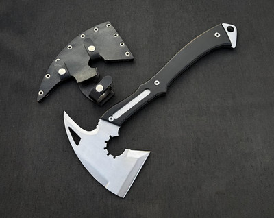 Resident Evil Requiem Leon Handmade Hatchet Axe with Leather Sheath Full Tang.