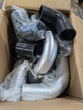 Universal 2.5" Chrome Intercooler Turbo Piping Pipe Kit+BLACK Hose Kit (Z4B)