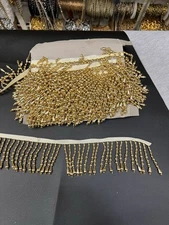 Gold beaded fringe trim #glam #festivalvibes 3 yard 35 inch