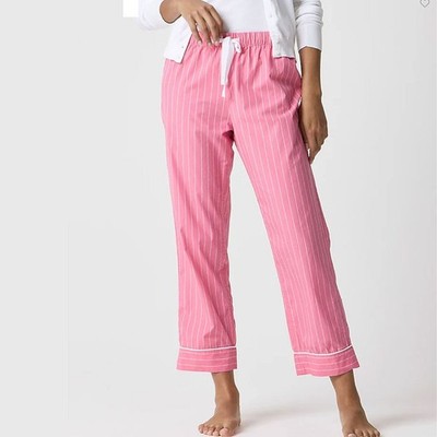J. Crew NWT $69.50 Pink Stripe 100% Cotton Cropped Cotton Pajama Pant | Sz XL