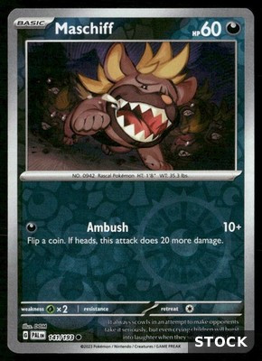 Maschiff Paldea Evolved 141/193 Common Reverse Holo Pokemon Near Mint
