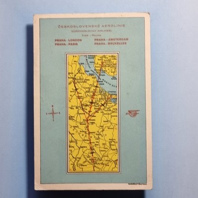 Art Deco Luftfahrt Werbe Postkarte 1934 Streckenplan Belgien Czech Airlines
