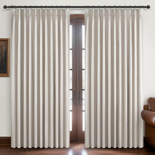 60" Wide Blackout Curtains 84" Long Pinch Pleated Linen Drapes - 2 Panels