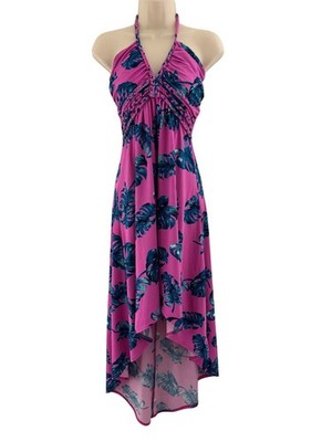 Venus Tropical Palm Print Halter Hi-Low Braided Dress Size S Summer Vacation
