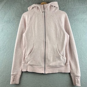 Lululemon Scuba Full-Zip Hoodie Heathered Pink Fleece Jacket Womens Size 8