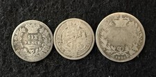 3 pcs 1817-1836 Great Britain Six Pence & Shilling ASW 0.3364 ozt