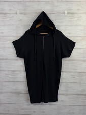 Prada Archive Black Hooded Zip Tunic Top Short Sleeve