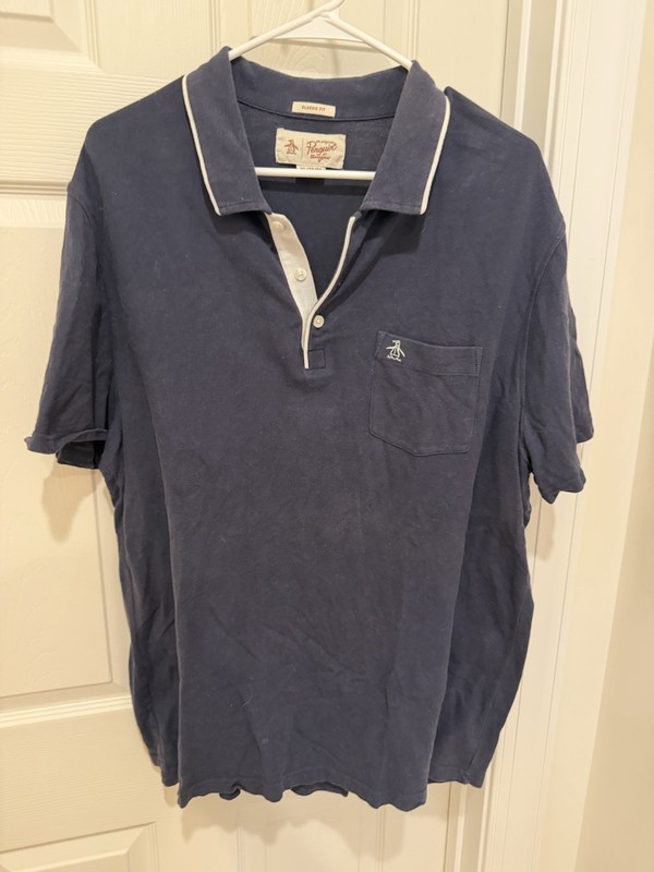 Penguin by Munsingwear Blue Classic Fit Short Sleeve Pocket Polo Size XL