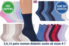 Womans Diabetic Socks Ladies Non Elastic Gentle Loose Top Soft Grip 4-7