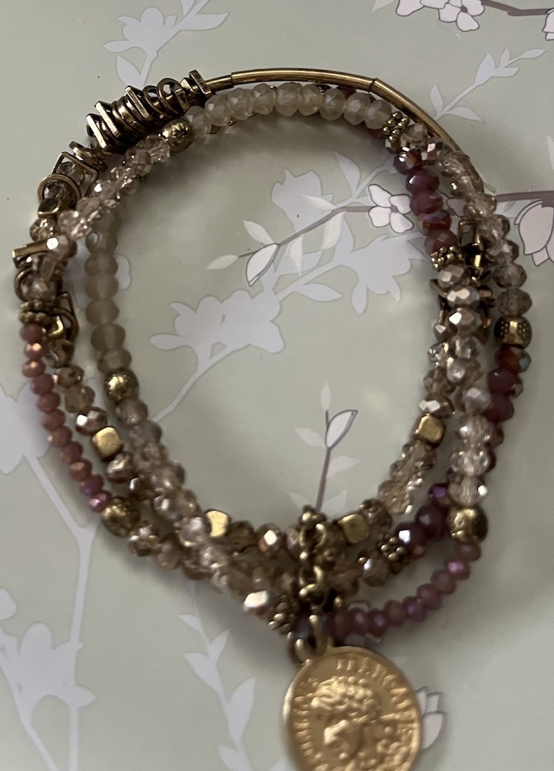 Boho Coin Charm Beaded Stretch Stack Bracelet Gol… - image 4