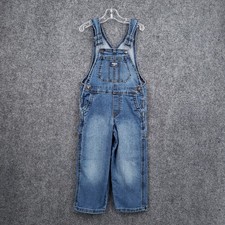OshKosh B'gosh Denim Overalls Toddler 4T Blue Straight Leg One Piece Stretch