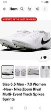 Nike Zoom Rival Track Spikes Sprints Multi-Event White Size 5.5 Men 7.0 Women