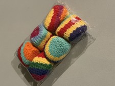 Lot of 6 Crochet Hacky Sack Footbag Knit Kick Balls Juggling Rainbow Set Multi