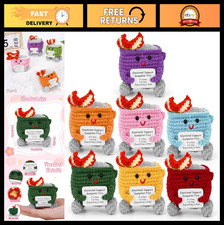7 PCS Crochet Dumpster Fire Emotional Support Set with Positive Cards, Cute Desk