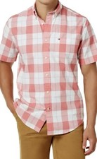 Tommy Hilfiger Men s Slim Fit Short Sleeve Button Down Plaid Pinks Sz M