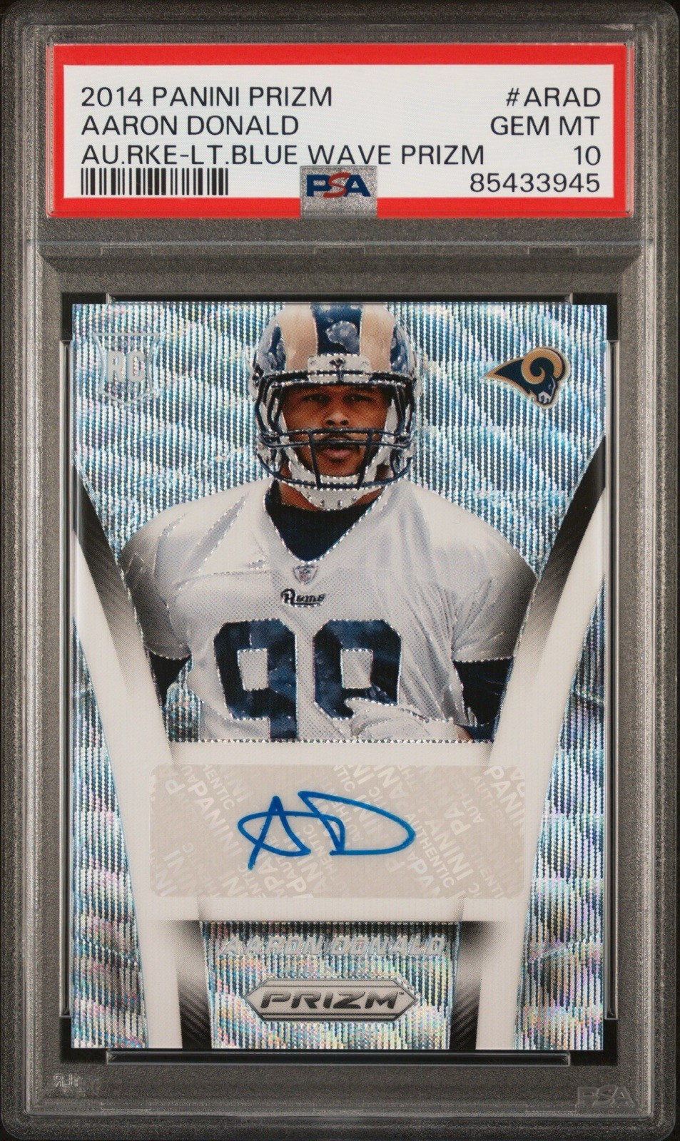PSA 10 2014 Panini Prizm Light Blue Wave Auto /35 Aaron Donald Rookie GEM MINT