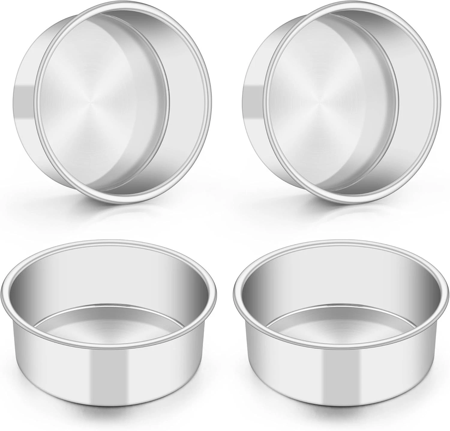 "5 Inch Cake Pan Set of 4, Stainless Steel Round Baking Pans, Dishwasher Safe"