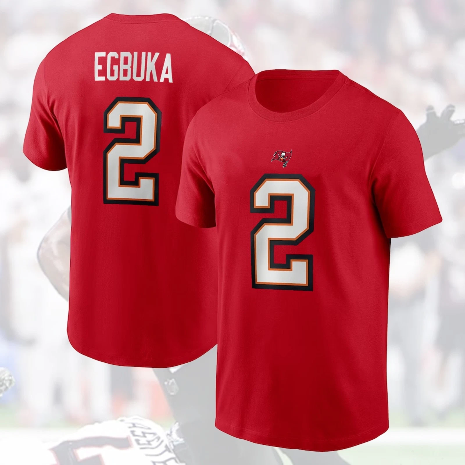 Emeka Egbuka #2 Tampa Bay Buccaneers Double Sided T-Shirt