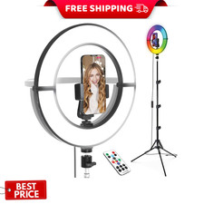 Bower 12" Foldable Ring Light with Adjustable Stand and Remote Control- Black