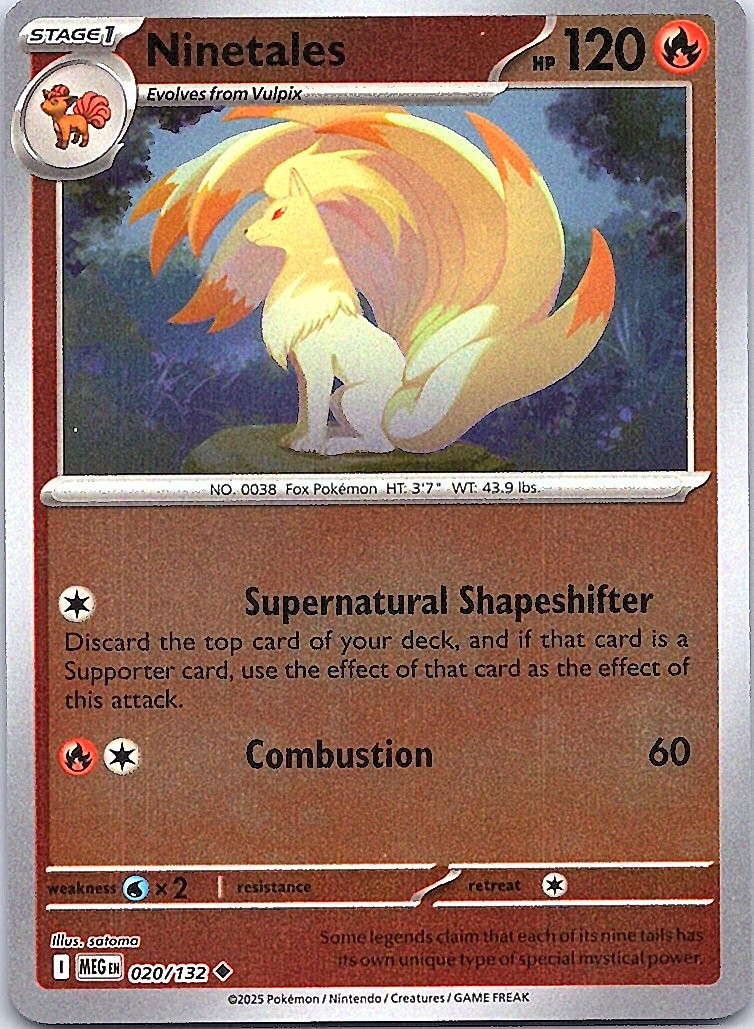 Ninetales Uncommon Fire Reverse Holo ME01: Mega Evolution 020/132 NM