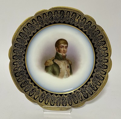 Antiker französischer kaiserlicher Sevres Schrank Teller Napoleon III Louis Bonaparte vergoldet
