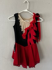 Black And Red Brand New Ice Skating Dress With Rose Detail Size 9 Girls