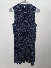 OLD NAVY WOMENS  DRESS BLUE SLEEVELESS SIZE M POLKA DOT 100% COTTON NEW