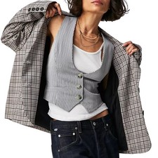 NEW Free People Cali Plaid Blazer Dust Combo Medium