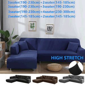 2x L Shaped Stretch Sofa Slip Covers Fabric Couch Sectional Sofa