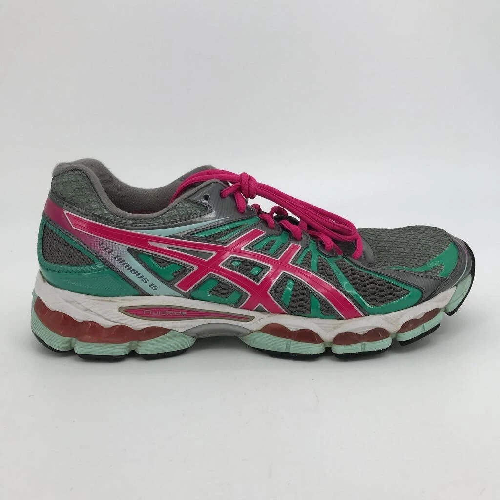 Asics Womens Gel Nimbus 15 Running Shoes Green T3B5N Low Top Lace