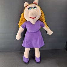 Muppets Miss Piggy Plush Jim Henson Purple Dress Embroidered Features Yarn 2007
