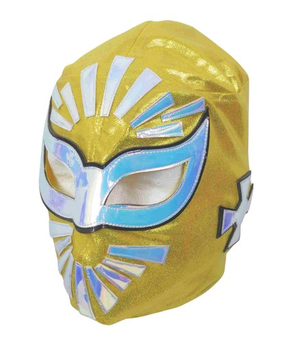 Pro Grade Mexican Luchador Lucha Libre Lycra Mask Mistico - Mustard Yellow - Picture 3 of 4