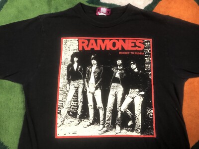 Ramones Band Shirt Mens Large 2011 Rocket To Russia Graphic Black Red Y2K Punk