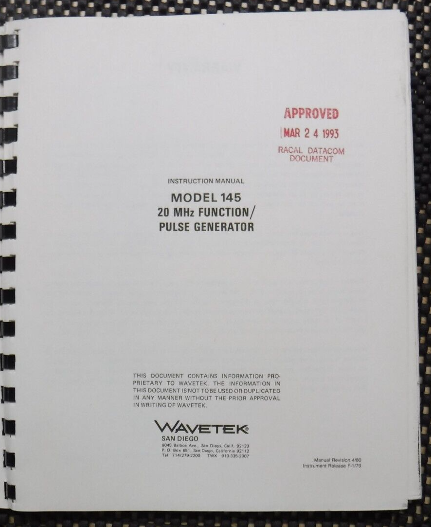 Wavetek Model 145 20 MHz Function/ Pulse Generator | eBay