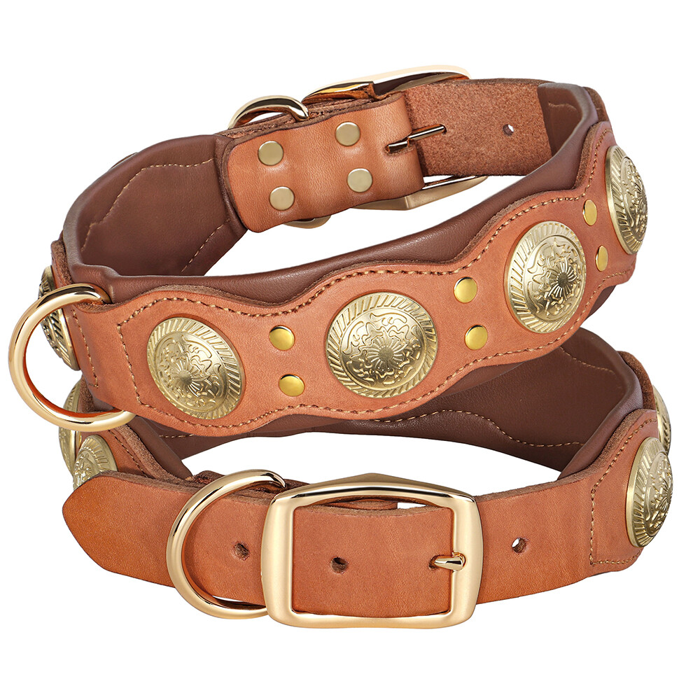 Pet Artist Hundehalsband Nietenhalsband Aus Echtem Leder Für Hunde – Breit, Verstellbar, Robust – Dobermann, XL Hundehalsband Extra Breit Leder