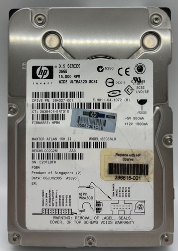 Maxtor /HP 8E036L0 Atlas 15K 36GB Internal Hard Drive HP 364327-001