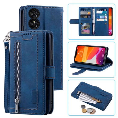 TCL 505 Wallet Case,Leather Zipper Magnetic Flip Card Phone Case For TCL 505 - Picture 4 of 26