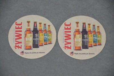 2x Zywiec Polnisches Bier Pappe Matte Untersetzer Polen Brandneu Ø 10,7 cm Kostenloser Versand