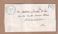 1850 PENNSYLVANIA RAIL ROAD w/ Philadelphia R for Registered on folded letter