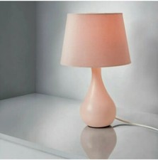 Image of 34cm Kate Ceramic Pink Table Lamp Blush Bedside Lamp Light/Velvet Shade