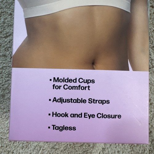 Felina Womens Contour Cup Seamless Wire Free Bra 2 Pack L Beige Black - Picture 4 of 8