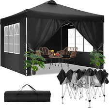 Gazebo Pieghevole 3x3, Gazebo 3x3 Impermeabile Stabile Resistente all'Inverno, con 4 Laterali