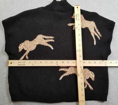 Entro Sweater Women’s Small Black Brown Leopard Short Sleeve Crop Mock Neck Knit - 第 10/14 張圖片