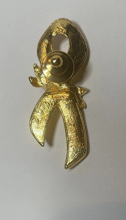 Prendedor de cinta rosa vintage Avon - Broche de joyería de oro rosa con conciencia sobre el cáncer de mama Foto 3 de 4