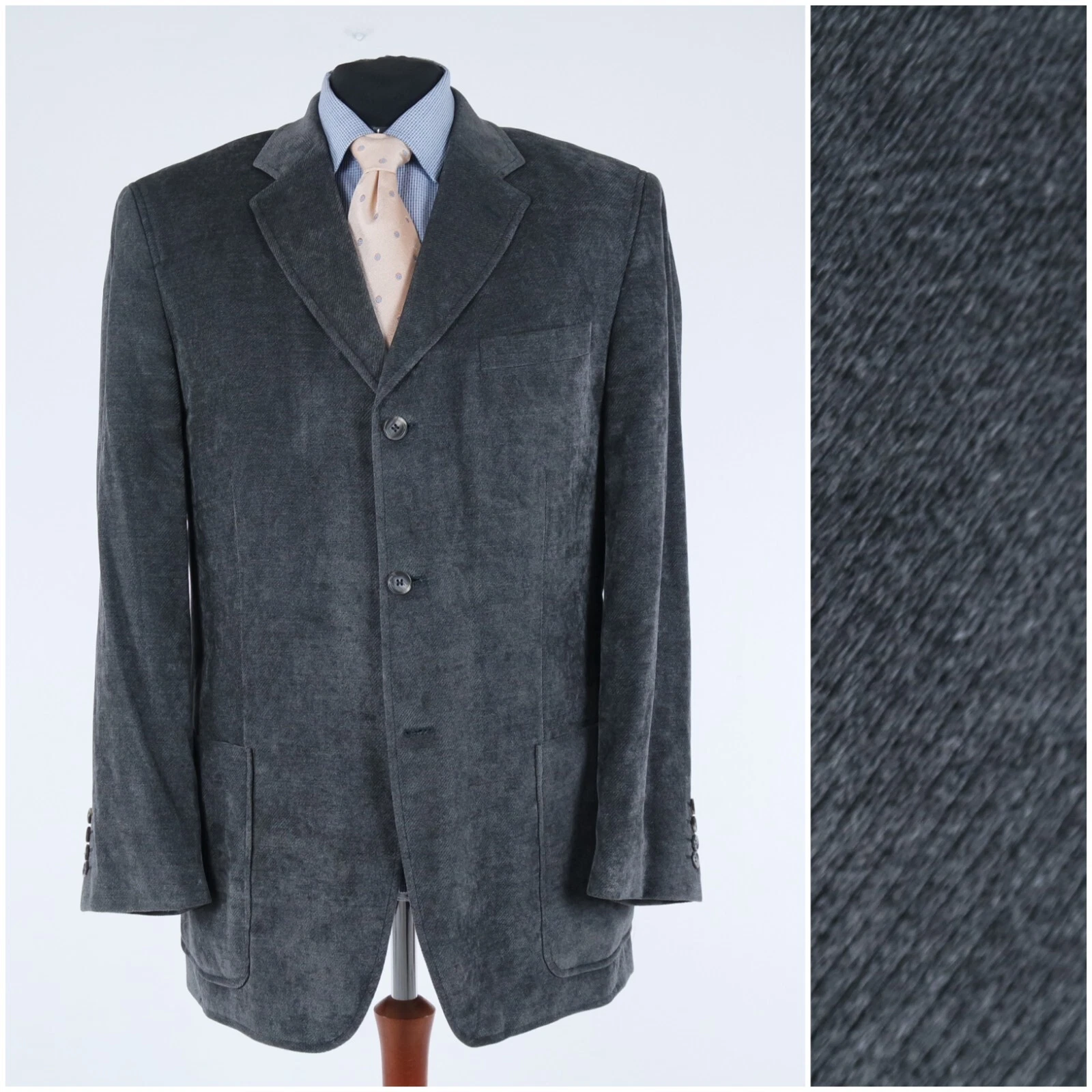 Mens Blazer 46R UK Size PAOLO NEGRATO Grey Soft Sport Coat Jacket