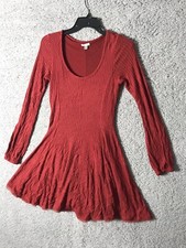 Ecote Urban Outfitters Solid Red Long Sleeve Dress Medium M