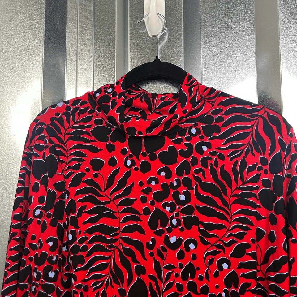 Camiseta informal para mujer Chico con estampado de leopardo rojo cuello falso talla 3 (XL) Foto 2 de 4