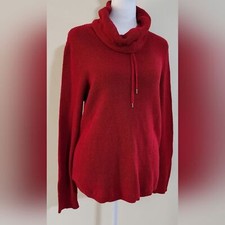 Lauren Ralph Lauren Burgundy Waffle Textured Tunnel Cowl Neck Sweater Women's XL